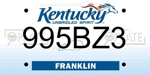 995BZ3 Kentucky License Plate