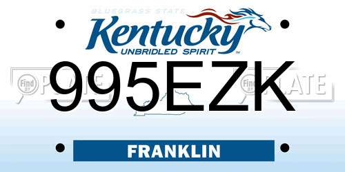 995EZK Kentucky License Plate