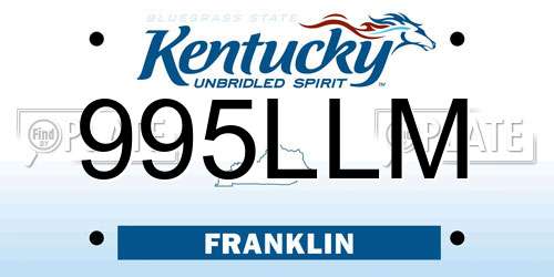 995LLM Kentucky License Plate
