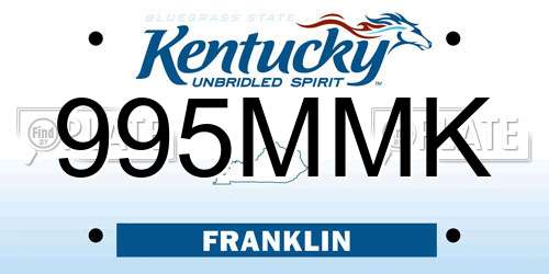 995MMK Kentucky License Plate