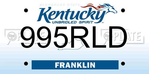 995RLD Kentucky License Plate