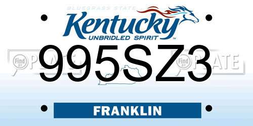 995SZ3 Kentucky License Plate