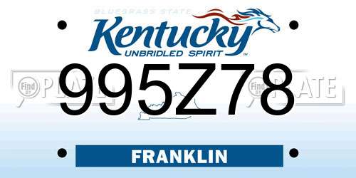 995Z78 Kentucky License Plate