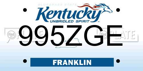 995ZGE Kentucky License Plate