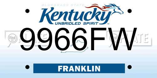 9966FW Kentucky License Plate