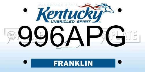 996APG Kentucky License Plate