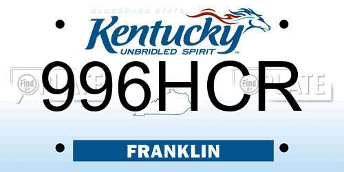 996HCR Kentucky License Plate