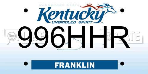 996HHR Kentucky License Plate