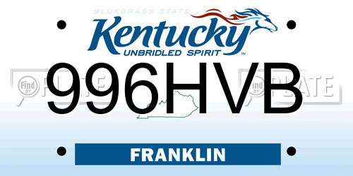 996HVB Kentucky License Plate