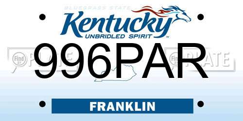 996PAR Kentucky License Plate