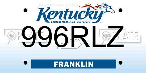 996RLZ Kentucky License Plate