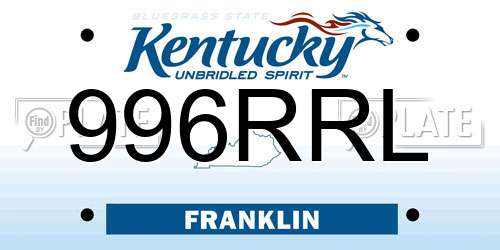 996RRL Kentucky License Plate