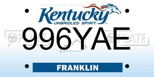 996YAE Kentucky License Plate