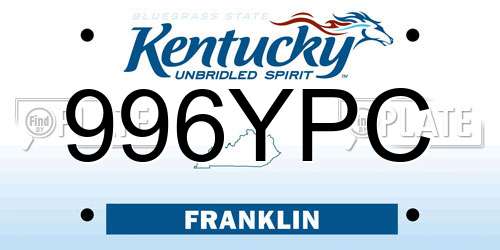 996YPC Kentucky License Plate