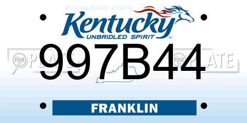997B44 Kentucky License Plate