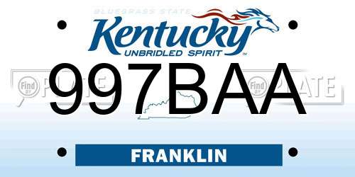 997BAA Kentucky License Plate