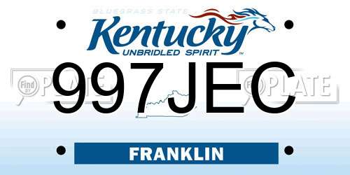 997JEC Kentucky License Plate