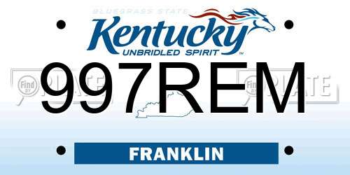 997REM Kentucky License Plate