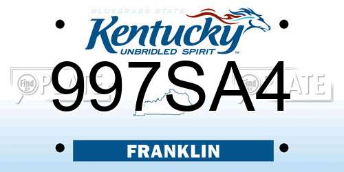 997SA4 Kentucky License Plate