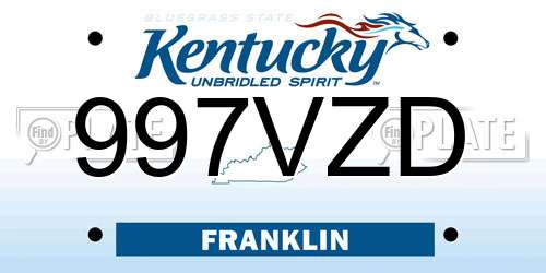997VZD Kentucky License Plate