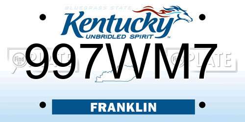 997WM7 Kentucky License Plate