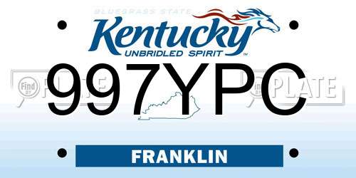 997YPC Kentucky License Plate