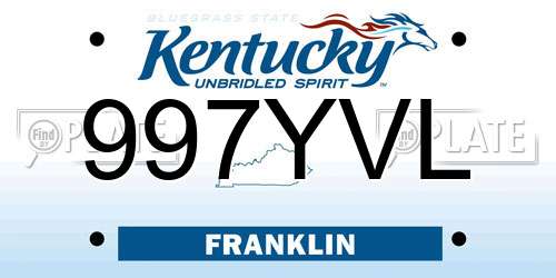 997YVL Kentucky License Plate