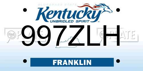 997ZLH Kentucky License Plate