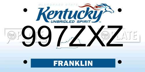 997ZXZ Kentucky License Plate