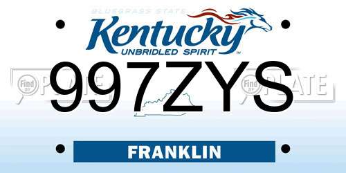 997ZYS Kentucky License Plate