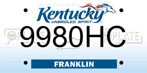 9980HC Kentucky License Plate