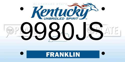 9980JS Kentucky License Plate