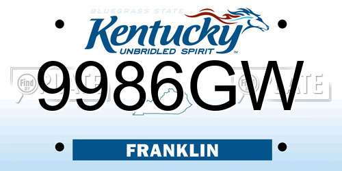9986GW Kentucky License Plate