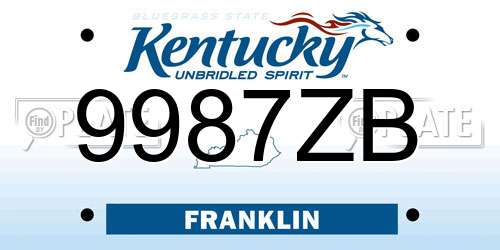 9987ZB Kentucky License Plate