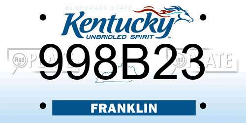 998B23 Kentucky License Plate