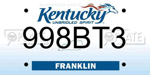 998BT3 Kentucky License Plate