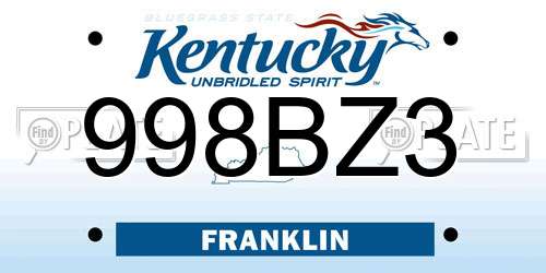 998BZ3 Kentucky License Plate