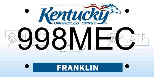 998MEC Kentucky License Plate