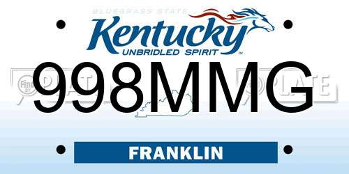 998MMG Kentucky License Plate
