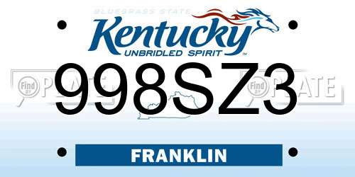 998SZ3 Kentucky License Plate