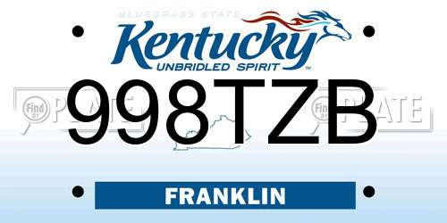 998TZB Kentucky License Plate