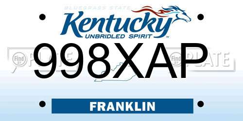 998XAP Kentucky License Plate