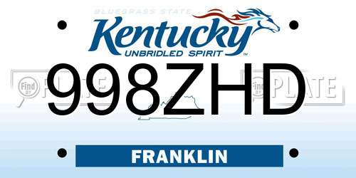 998ZHD Kentucky License Plate