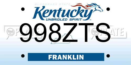 998ZTS Kentucky License Plate