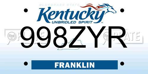 998ZYR Kentucky License Plate