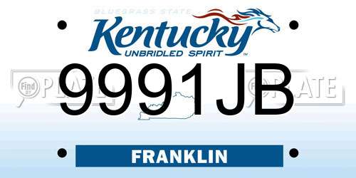 9991JB Kentucky License Plate