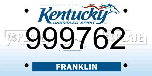 999762 Kentucky License Plate