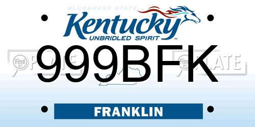 999BFK Kentucky License Plate