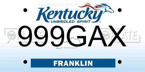 999GAX Kentucky License Plate