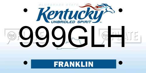 999GLH Kentucky License Plate
